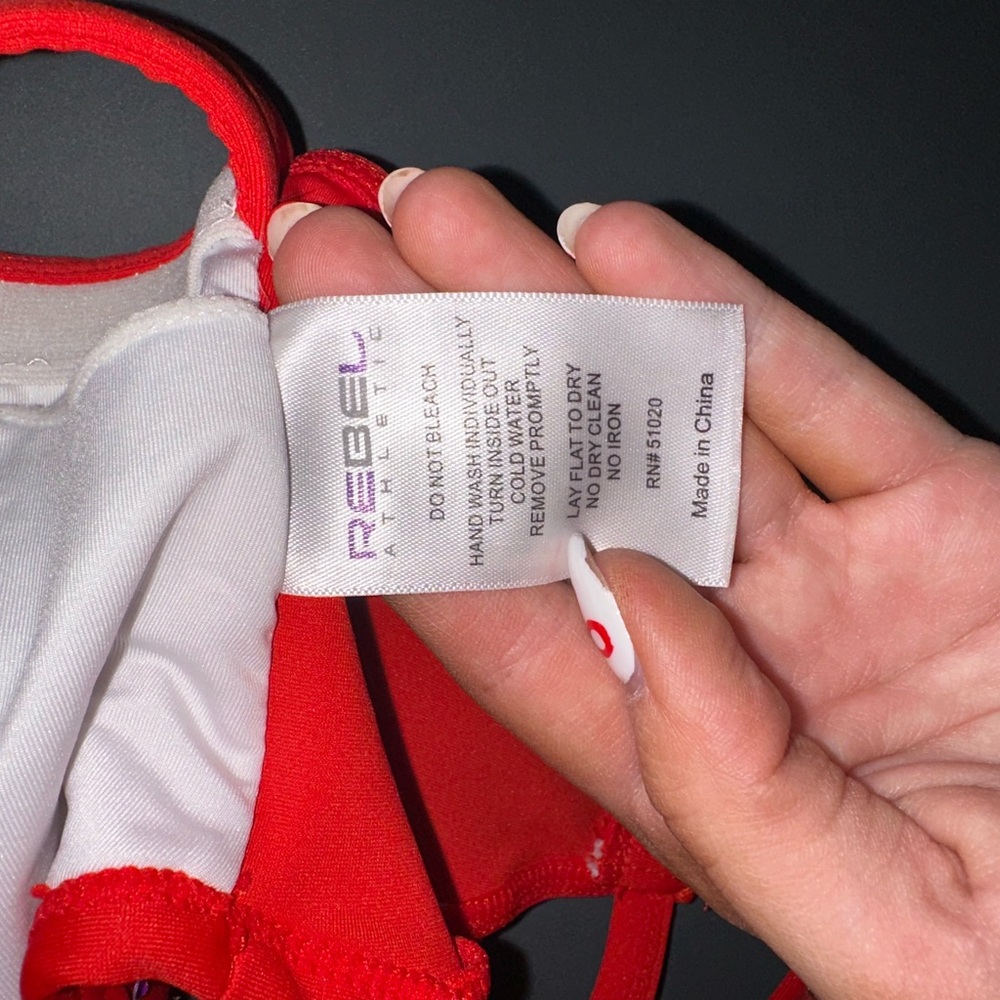 Rebel Athletic Red Rhinestone Sports Bra - Picture 3 of 4